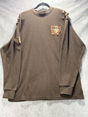 Knockout Jeans Men’s Brown Waffle Knit Thermal Size XL Pullover Streetwear
